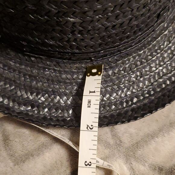 Black Woven Women's Hat River Island Black Straw Hat. Adult size. - Picture 9 of 9